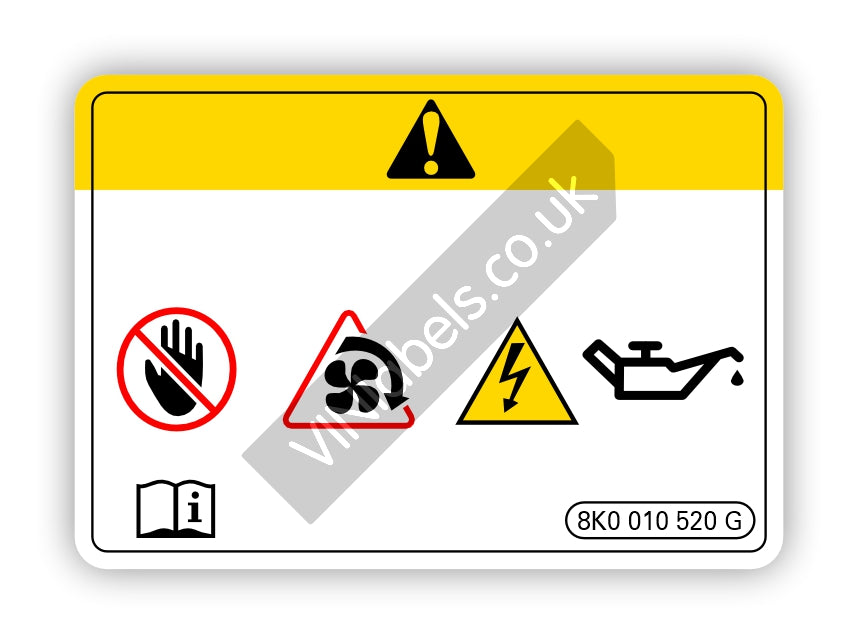 Audi engine bay warning decal