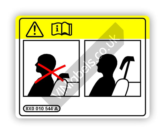 Audi head restraint warning decal