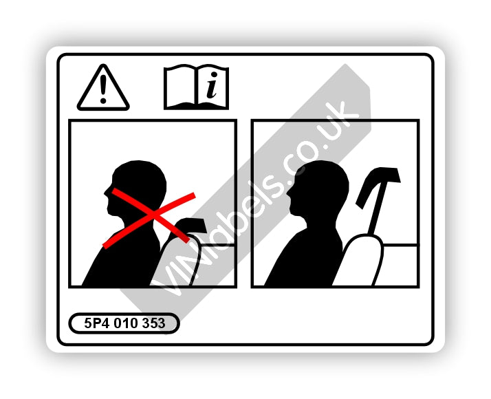 Audi head restraint warning decal