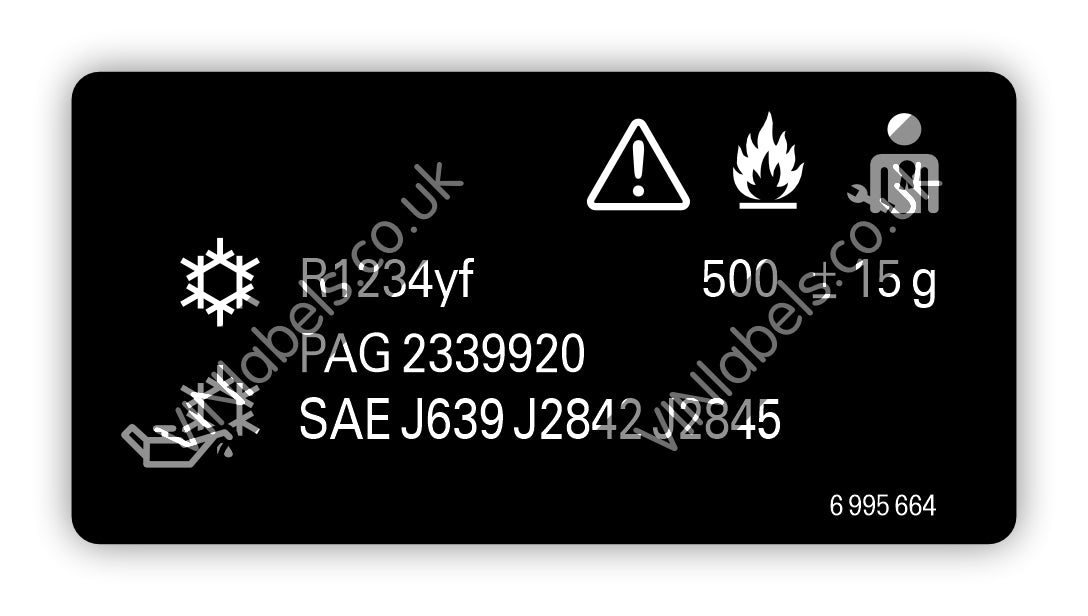 BMW engine bay air conditioning information decal